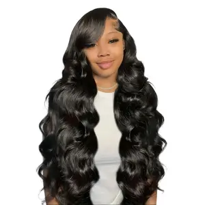 Women's Natural Black 30-Inch Loose Wave Wig  Ready-to-Wear  Glueless Wig  Pre-Plucked Baby Hair  Closed 13x4 Lace Front Wig  Soft  Lightweight & Breathable  High-Density Wig  Natural Look  Human Hair Wig  Daily & Party Wear  Burmese Wig