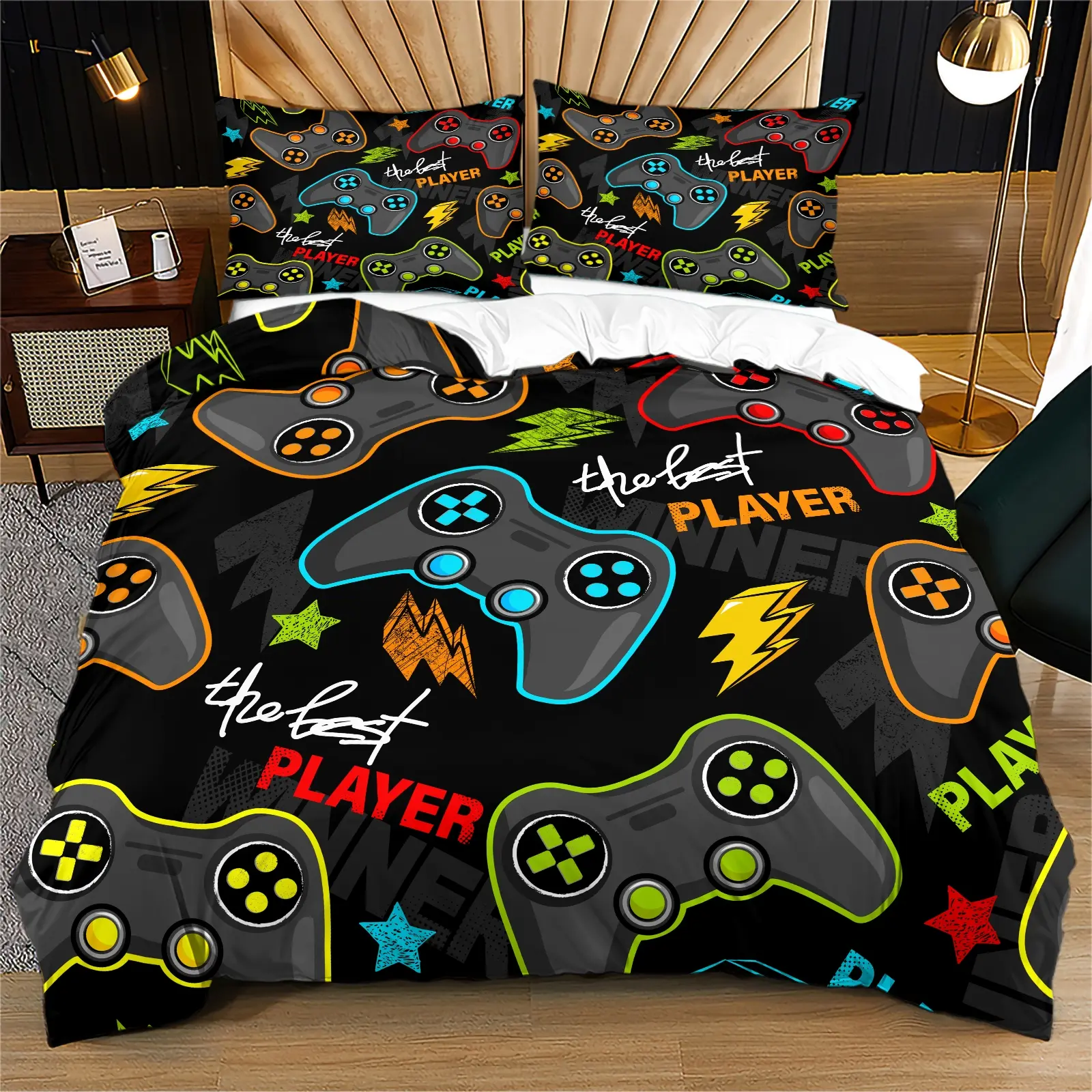 Multicolor luminous gamepad quilt cover