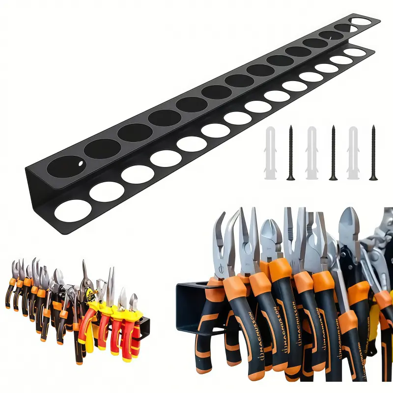 Metal Tool Organizer Rack, Yard Tool Rack, Construction Tool Organizer, Wall Mounted Floating Storage, Fits Screwdrivers Hand Tools Garage Workshop Essentials, Space Saving Design