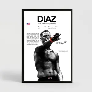 Nate Diaz Poster, UFC Fighter Wall Print, Gym Decor, Fight Fan Gift, UFC Room Poster Decor