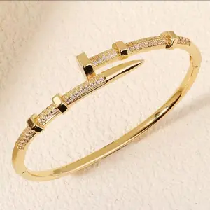 Trendy Style Nail Inspired Rhinestone Bracelet Women's Jewelry Gifts Chic Cuff Design for Versatile Fit & Sparkling Detailing Women's Accessories