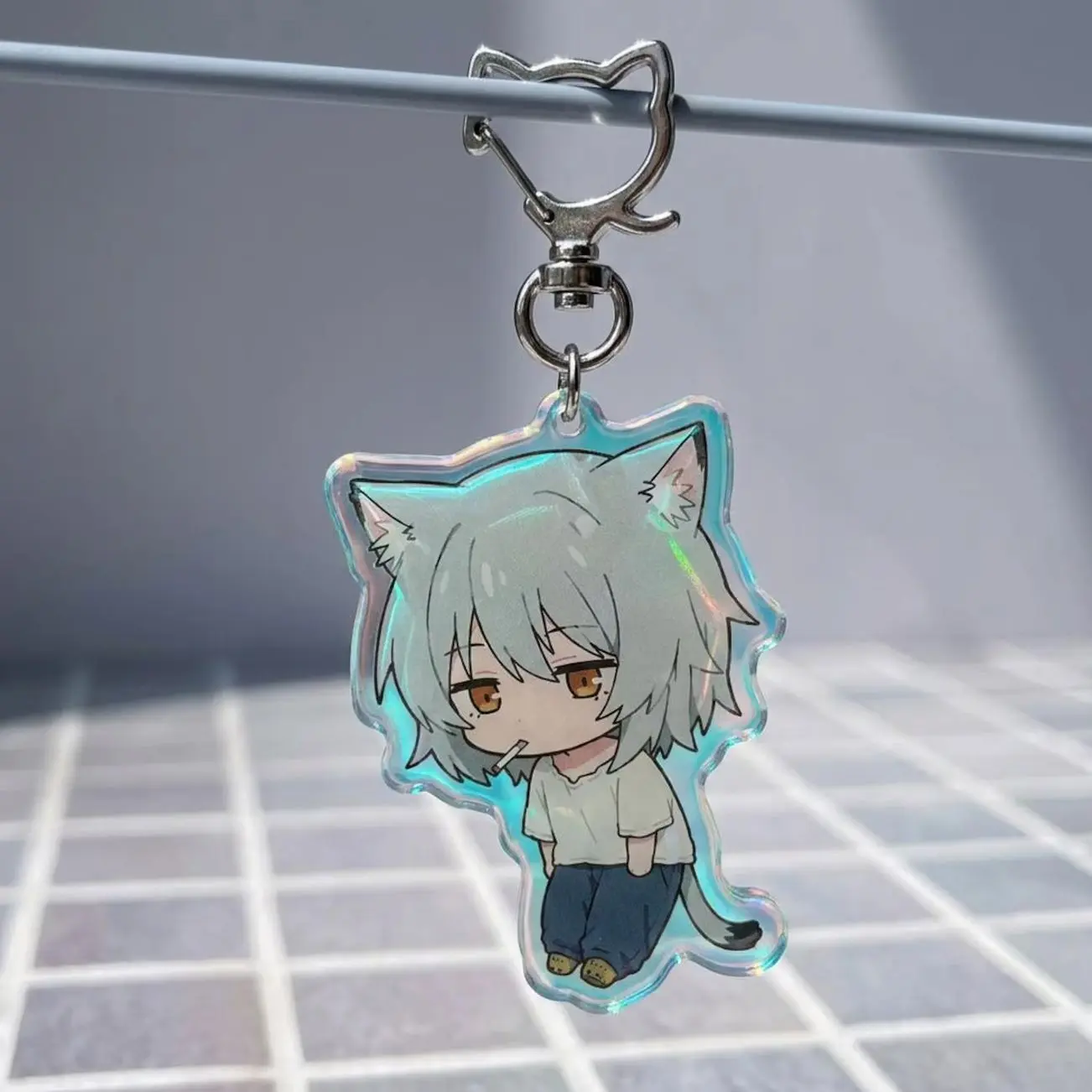 2 ops Chainsmoker Cat Yaniko Inspired Keychain - Anime Fan Gift