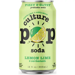 Culture Pop Sparkling Probiotic Soda, Lemon Lime, 12oz (Pack of 12)