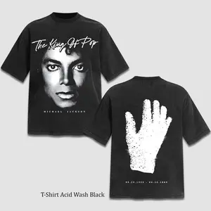 Retro 90s Michael Jackson Iconic Glove Two Sided T-Shirt, Vintage King of Pop Music Graphic, Oversized Heavyweight Tee for Men Women, Old School Hip Hop Apparel, Nostalgic Concert Dangerous World Tour Fan Gift