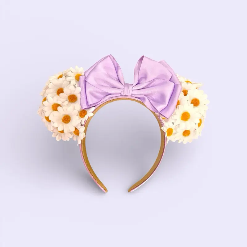Disney Yellow Plush Ear Headband with Light Blue Bow and Purple Accent New Stitch Blueberry Lemonade Munchlings Ear Headband Arrive  main image 3