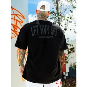 LFT HVY SHT Oversize Tee - Black Cotton Top with "LFT HVY SHT" Print - Fitted Style for Men - Streetwear Design