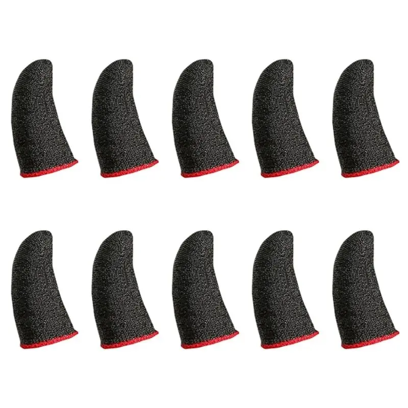 10 Piece Set Gaming Gloves, Mobile Sweat-Resistant Finger Sleeves, Silver Fiber, Box & Storage Bag Included, High Sensitivity, Pubg Fingers Gloves