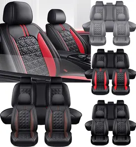 For JEEP Wrangler/Gladiator/Cherokee SUV Pickup Nappa Leather Car Seat Covers Front & Rear Full Set Cushion Pad Waterproof 40/60 Spilt Bench Cover Automotive Interior Decoration