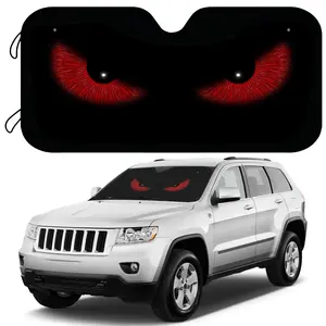 140x70cm Glowing Angry Eyes Car SunShade – Foldable UV Block Windshield Visor, Evil Eye Design Heat Shield for Truck, SUV