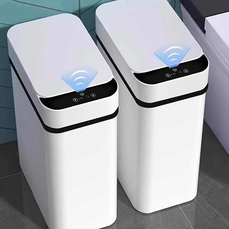 [Touchless Trash Can] White Covered Kitchen And Bathroom Trash Can, 11 Liters, Touchless Automati