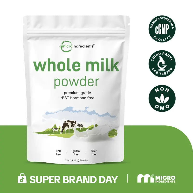 Micro Ingredients Whole Milk Powder, 4lbs, Made in USA