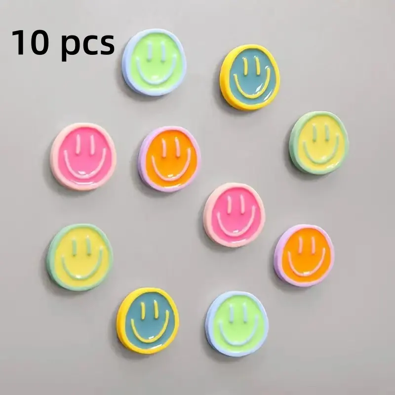 Smiling Face Design Fridge Magnet, 10pcs Random Color Cute Whiteboard Magnet, Decorative Magnet for Refrigerator and Whiteboard, Summer Gift-MM1