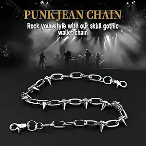 High Quality 63Cm Retro Punk Awl Metal Jeans Waist Chain for Men Personality Domineering Nightclub Trend Waist Chain Accessories