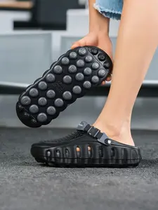 Couple Large Size Colorblock Buckle Breathable Thick Sole Slippers, Lightweight Eva Anti-Slip Mules, Versatile Outdoor Sandals, Lightweight Beach Slippers, Footwear, Slide