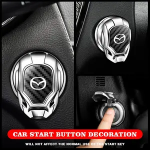 Mazda Car Keyless Start Decorative Cover, Carbon Fiber Texture Anti-Scratch Wear Resistant Interior Decoration, No Drilling Required