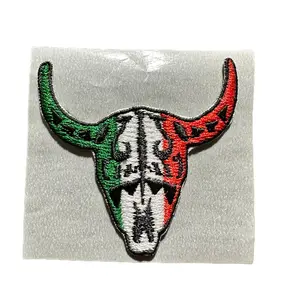 Mexican Flag Skull Embroidered Hat Patch