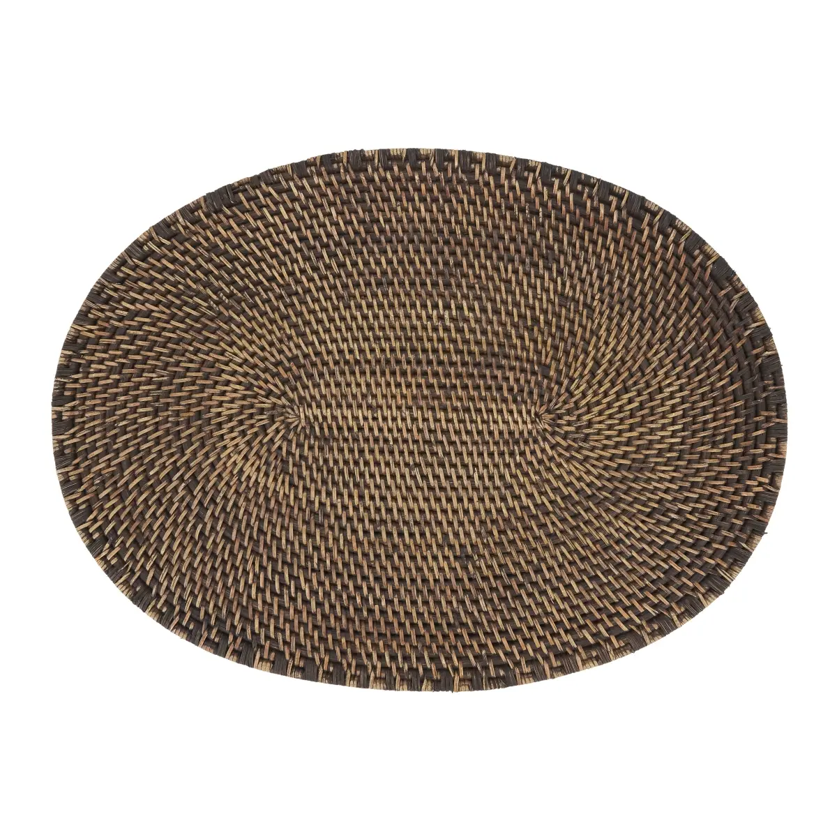 Saro Lifestyle 5091.BR1419B Eco-Chic Round 100% Rattan Tableware Placemats, 14x19 in, Brown - Set of 4