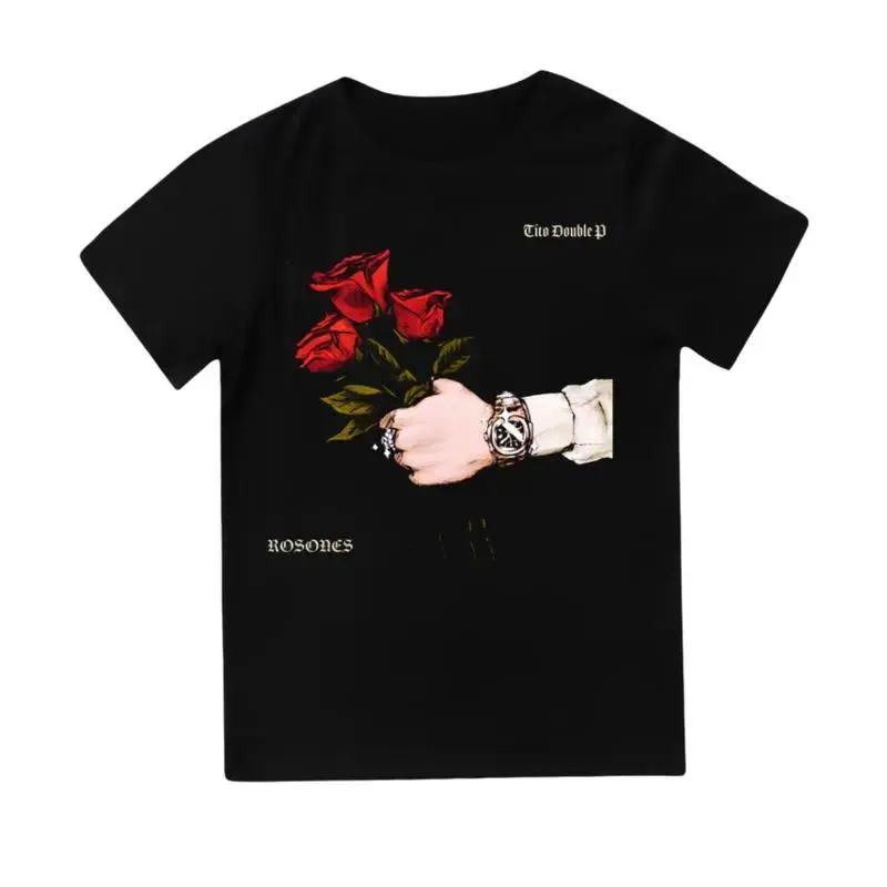 Men's Tito Double P ROSONES Graphic Cotton Short-Sleeve T-Shirt - Unisex Casual Streetwear Top, Tshirt, Shortsleeve, Outfits, Hem, Fabric, Classic, Menswear