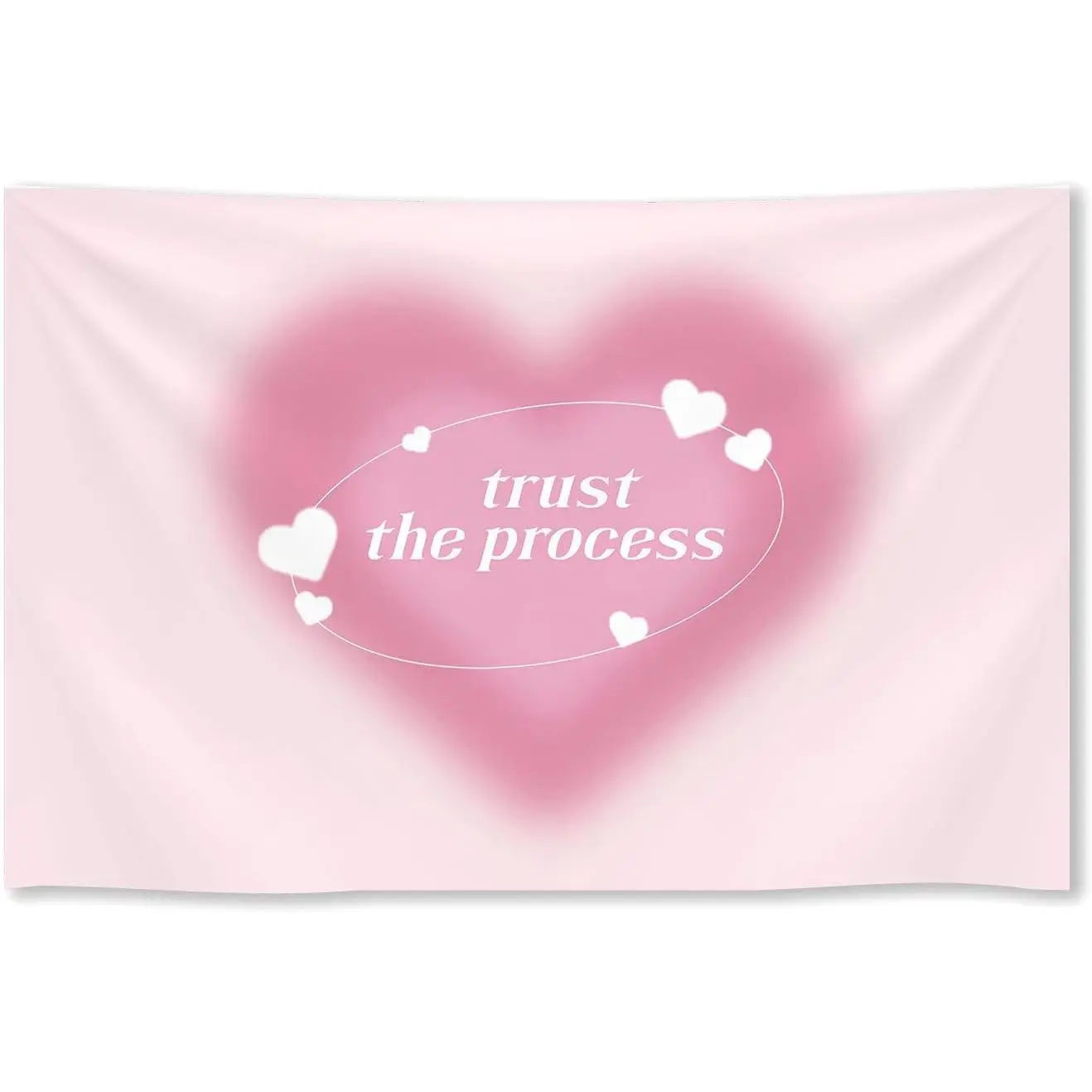 Jefuzh Pink Aura Heart Tapestry Cute Y2k Girly Aesthetic Wall Hanging Pink Tapestry Teen Dorm Bedroom Wall Blanket Art Prints