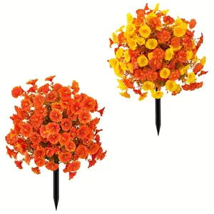 1pc Outdoor Spring Artificial Morning Glory Flowers with Ground Plug - UV Resistant with Eucalyptus Leaf Decoration Suitable for Spring Holiday Home Decoration, Garden, Patio Decoration