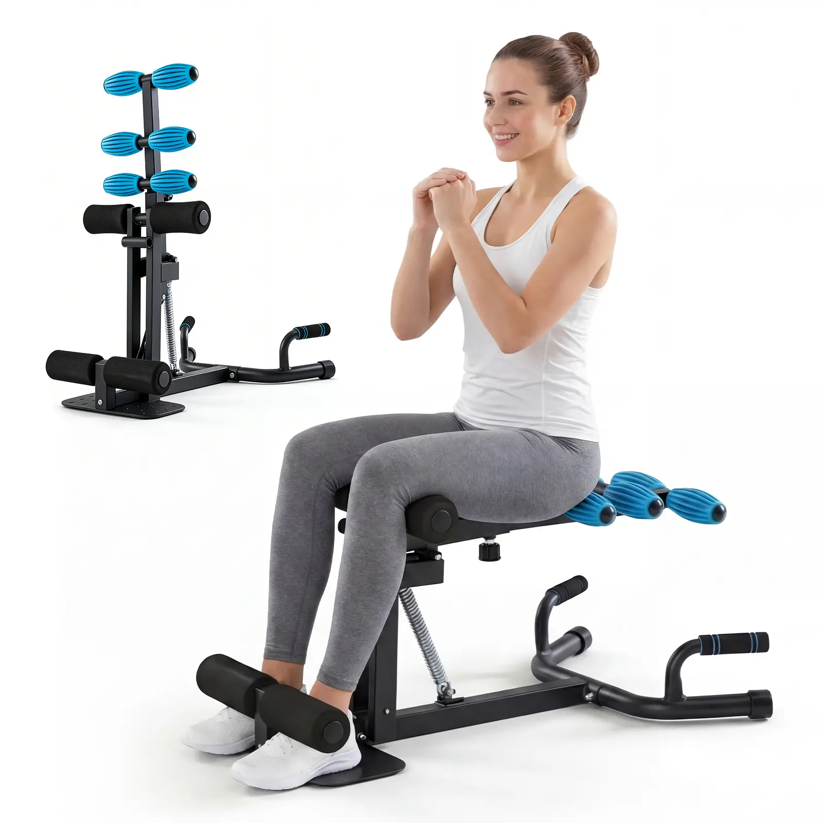 Deep Squat Machine for Home Gym, Multi-Functional Squat Machine with Adjustable Resistance, Space Saving Workout Equipment for Glutes and Abs Training, 300 lbs Capacity
