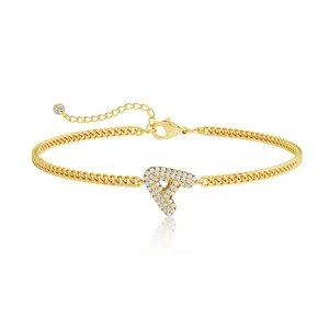 TEWIKY Initial CZ Bubble Bracelets For Women Trendy A-Z Bubble Letter Bracelet Adjustable Chain Bracelets For Women Jewelry Gifts For Gifts,Valentine's Day Gift