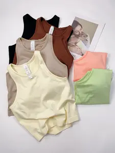 Women's Short Ebb Sports Vest with Chest Pads, Racerback Design, High Elasticity, Slim Fit, Perfect for Running, Fitness & Yoga