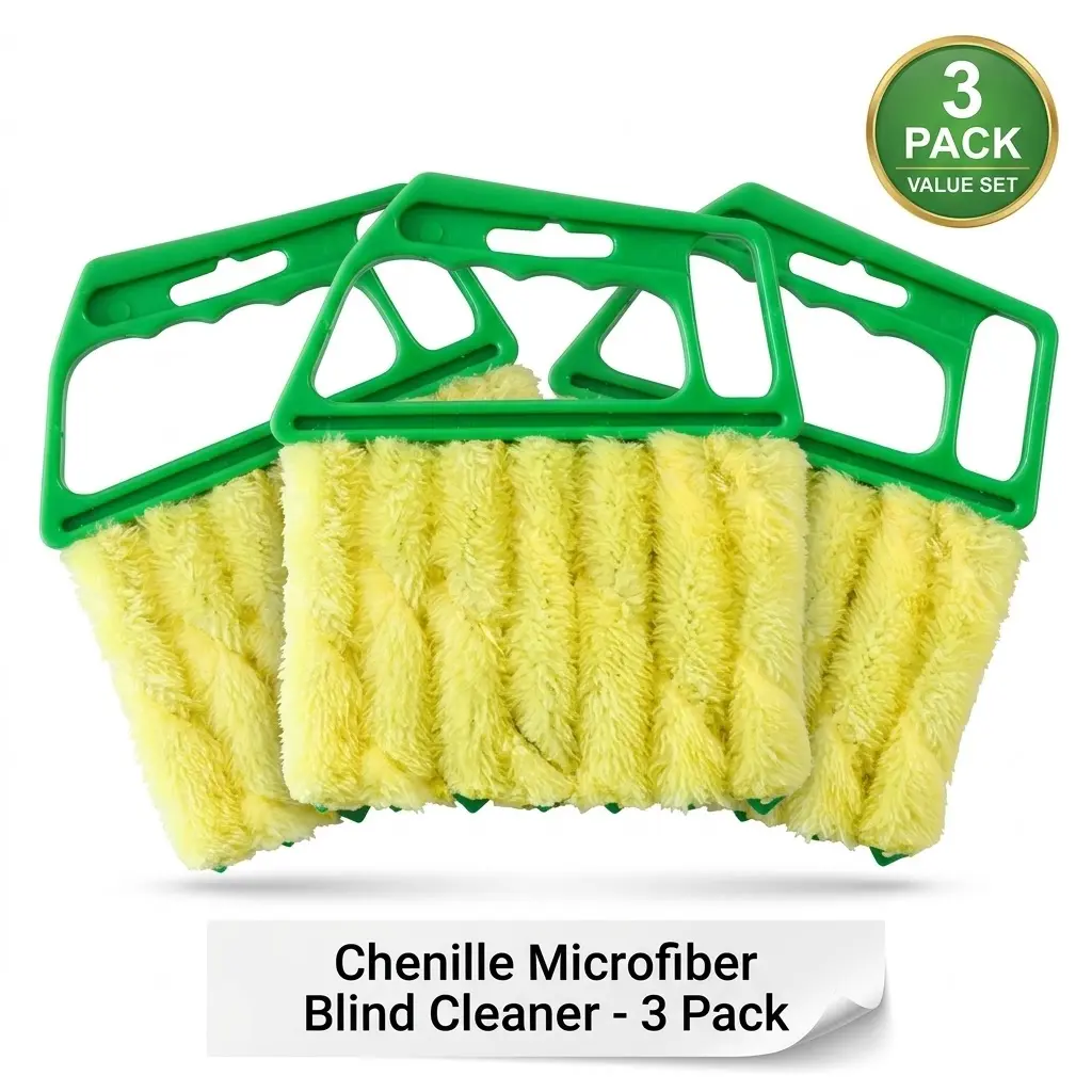 Home Supplies Mixed Color Pack 3-Pack Blind Cleaner Brush, Washable Handheld Duster Tool with Removable 7-Slat Design for Window Blinds, Easy to Clean and Reuse, Thorough Cleaning, Dust-Free