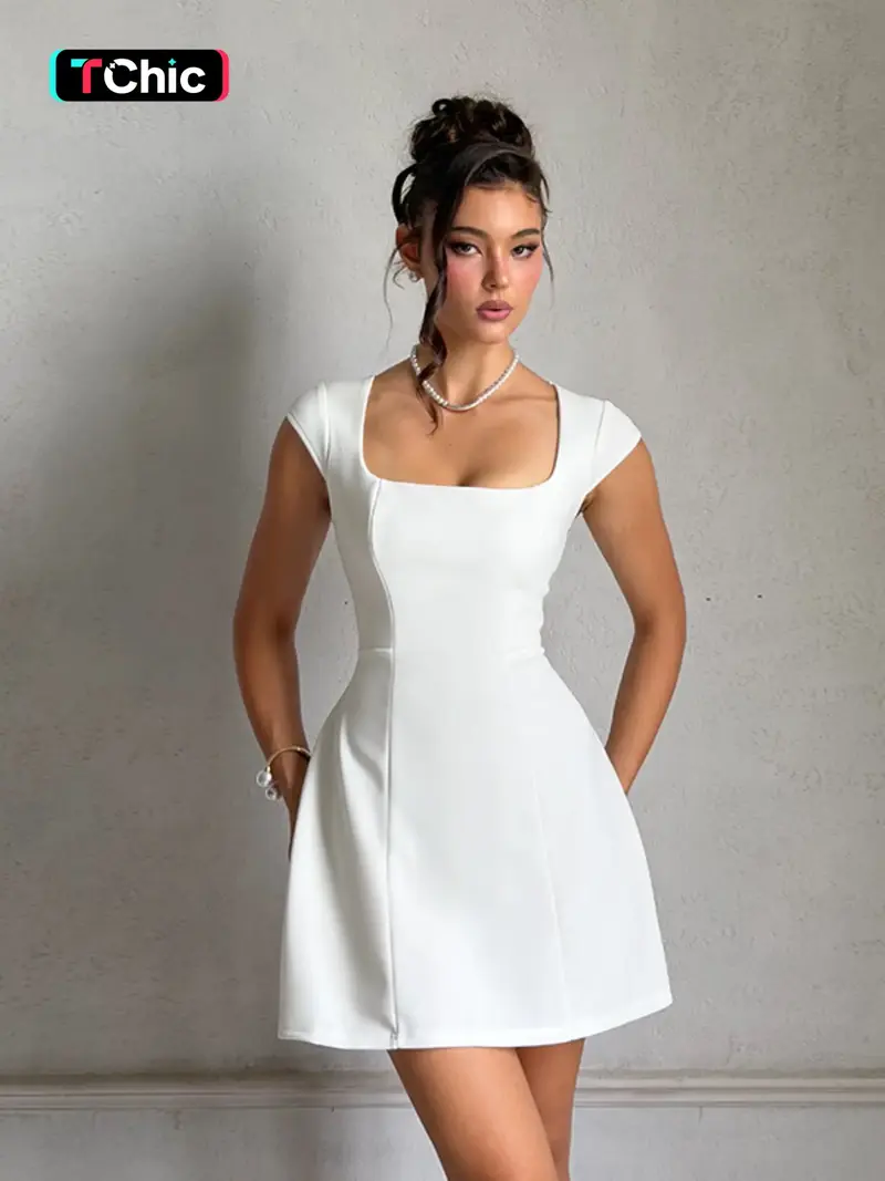 short white dress elegant Jane Summers Jacqueline Strapless Little White Rehearsal and Casual Wedding Dress 8 / White , female , adult main image 1