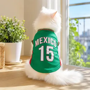 Mexico 15 Cat Jersey Shirt for Small Medium Pets, Breathable Mesh Soccer Style Pet Vest, Sleeveless Puppy Sports Outfit, Cute Lightweight Dog Cat Clothes for Daily Wear, Outdoor Walks, Photos and Parties