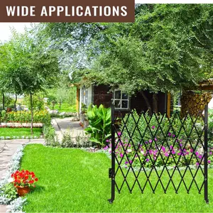 Steel Folding Baby Safety Gate – 61" H x 71" W, Expandable Accordion Barrier with 360° Rolling Wheels – Portable Security for Doors, Stairs, Garage, Courtyard, Garden, Size 61