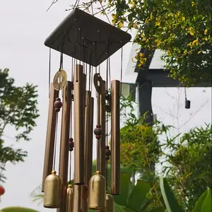Extra-Large Copper Bell Wind Chimes - Rust-Resistant Aluminum Alloy Tubes with Antique Finish, Soothing Harmonious Sounds for Garden, Yard & Home Decor - No Electricity Needed Outdoor Wind-Powered Durable Metal Art, Wind Chimes for Outside, Elegant Decor