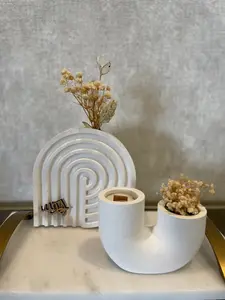 U-Shaped Modern Nordic Vase & Holder - Handmade Concrete candles elegant home decor great gift Minimalist Flower office gift candle making handmade candle