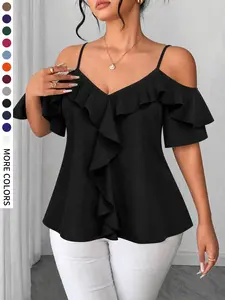 Plus Size Women's Solid Tank Top, Ruffled Hem A-Line, Elegant Casual Wear, Perfect for Daily Commute, Dates, Graduation Season