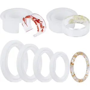 6-pcs bracelet resin mold, circular C-shaped silicone jewelry mold for epoxy resin casting, used for making DIY handicraft products, 6 sizes