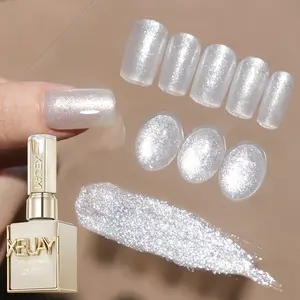 1PC 15ML Super Bright Jasmine Fairy Gel Fine Sparkle Nail Gel Spring Popular Nail Gel Silver Fine Sparkle Salon Art Gel Fashionable LED Nail Shine for Salon Nail DIY Nail Design