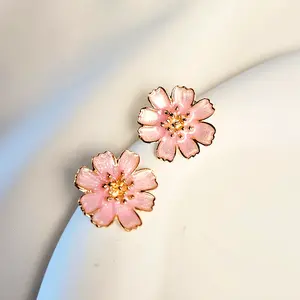 A Pair Of Delicate And Sweet Cherry Blossom Flower Earrings