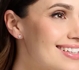 Diamonique Classics Set of 4 100 Facet Stud Earrings, Sterl