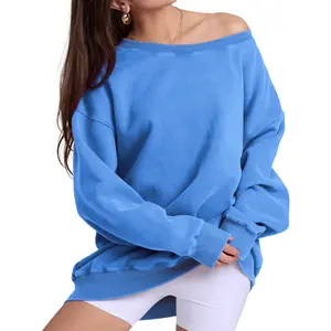 FAIABLE Oversized Ultimate Comfort Hoodie with Our Big Round Neck Long Sleeve Hoodies for Women – Acid Washed Stylish Essential Hoodies That Are Soft, Padded, and Perfect for Year-Round Wea and Stylish Look Tops Blue Springtok