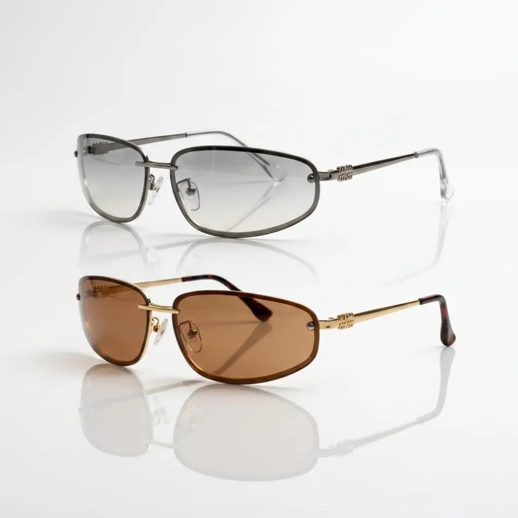 Y2K Retro Vintage Rimless Sunglasses For Man And Woman Cyberpunk Futurist Streetwear UV400 Protection Trendy Aesthetic Party Eyewear