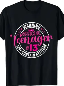 13th Birthday Girl Official Teenager 13 Year Old Birthday T-ShirtSweaterHoodie Same Style for Men and Women 2026 Summer Short-sleeved Printed T-shirt 220G