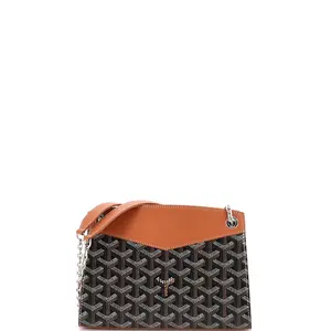 Pre-owned Goyard Canvas Coated, Leather Shoulder Bags Structured Rouette Chain Shoulder Bag Coated Canvas Mini by Rebag