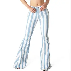 Women's Striped Denim Flare Jeans - Meet Me in Nashville Cotton Womenswear