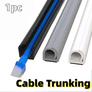 1pc 3meters/118.11in Cable Trunking, Desktop/Wall Small Cable Duct, Surface-Mounted Self-Adhesive Anti-Stepping Artifact, Invisible Decoration for Household Use, Surface-Mounted, Ethernet Cable and Shielded Flexible Wire Duct