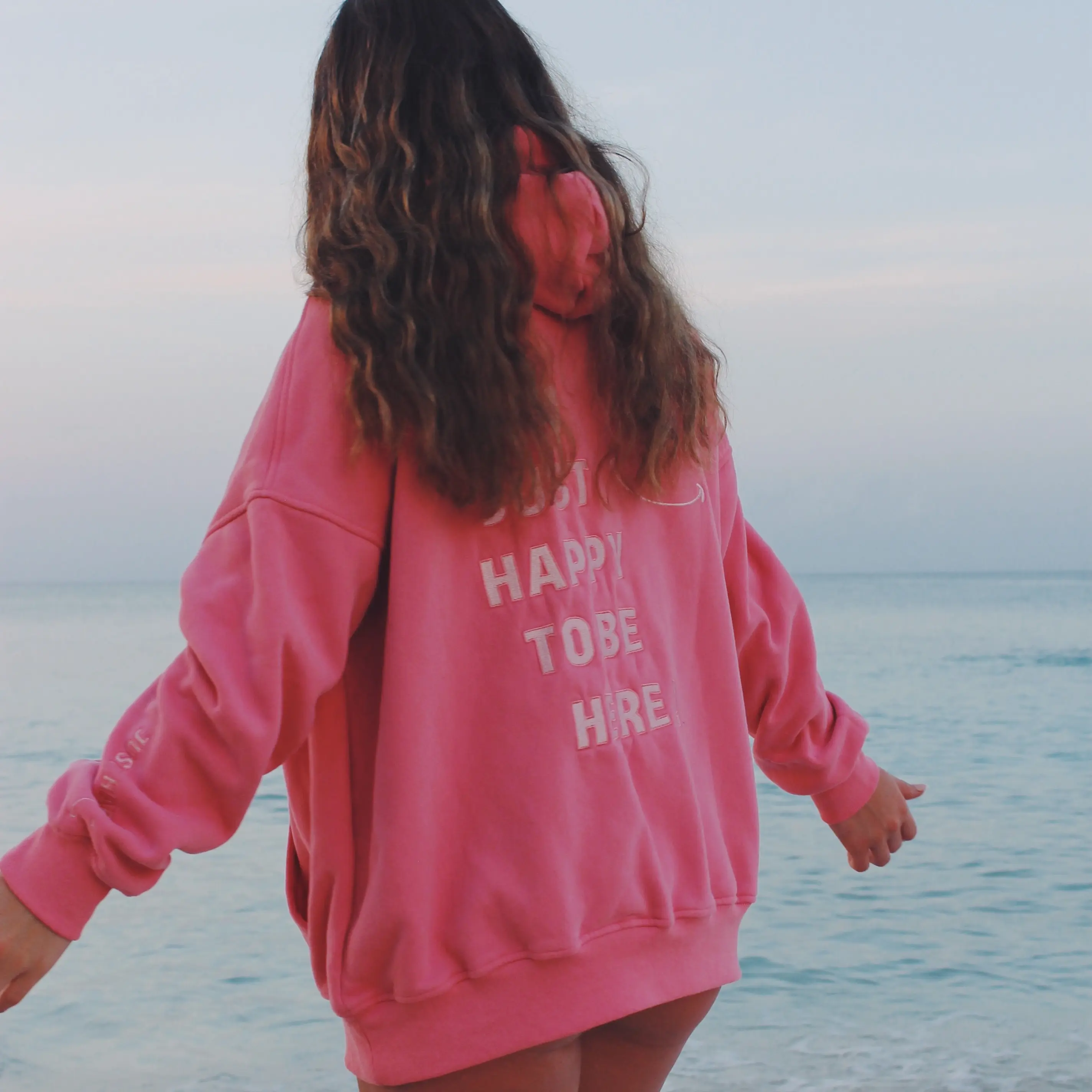Sunkissed Coconut Happy to be here coral hoodie