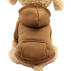 Winter Dog Hoodie Sweatshirts with Pockets Warm Dog Clothes for Small Dogs Chihuahua Coat Clothing Puppy Cat Custume (Coffee, Small)