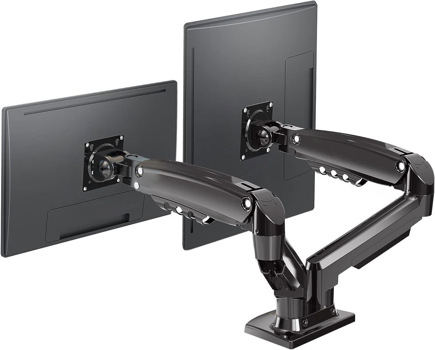 New Dual Monitor Arm, Full Motion Swivel Desk Mount for 17"-27" Screens, Gas Spring Adjustable, 4.4-19.8 lbs Load per Arm