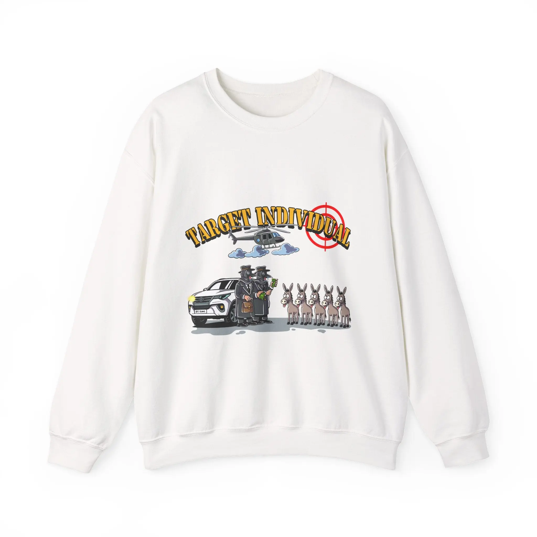 Crewneck Sweatshirt - Target Individual Graphic with Van, Helicopter & Bunnies