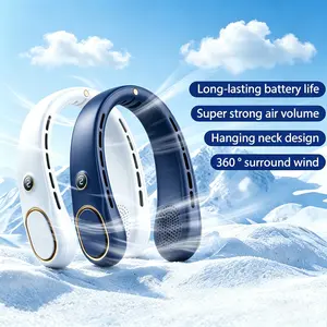 FrSara Neck Fan, Portable Personal Fan Strong Wind, 3000mAh, Air Volume,360° Cooling, No Hair Twisting, Air Volume On 2 Sides, Non-Slip, Quick Charge, Long Use Time, Birthday Gift for Women, Dad, Men