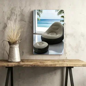 8x12 Inch Tin Metal Sign Wall Art - Vintage Tin Sign Beach Lounge Chair Print, Retro Coastal Wall Decor for Living Room Patio Bedroom, Aesthetic Home Decor Metal Plaque, Durable Iron Artwork for Indoor Outdoor, Beach House Camping Gift Idea